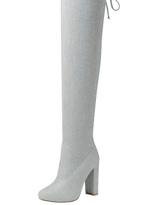 WOMENS RHINESTONES OVER THE KNEE BOOTS