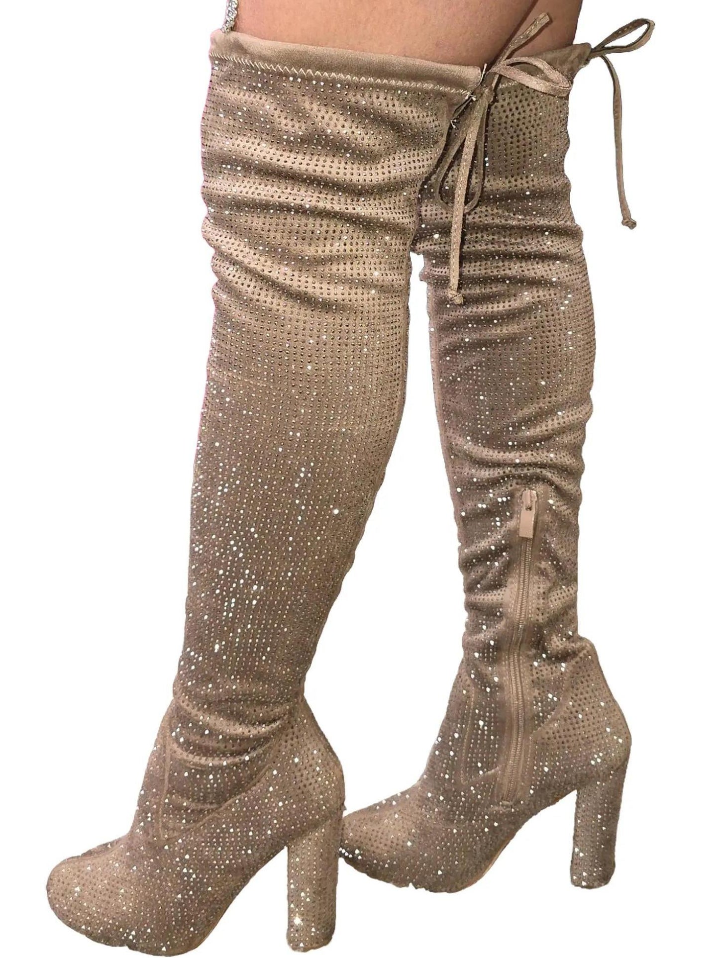 WOMENS RHINESTONES OVER THE KNEE BOOTS