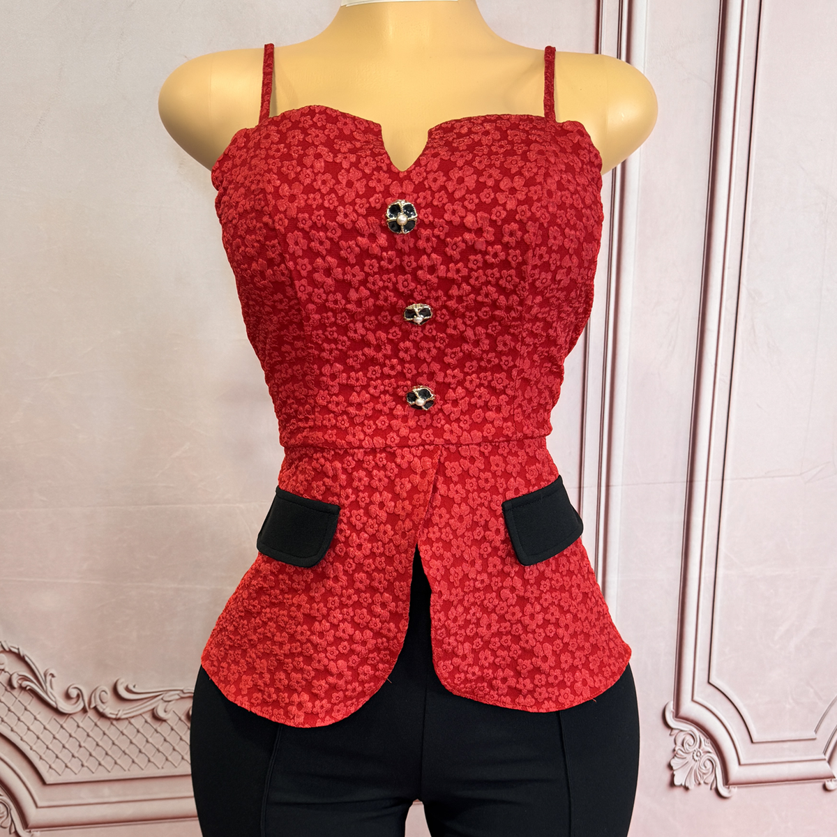 FLORAL TOP - ADJUSTABLE STRAPS, ZIPPER summer outfit