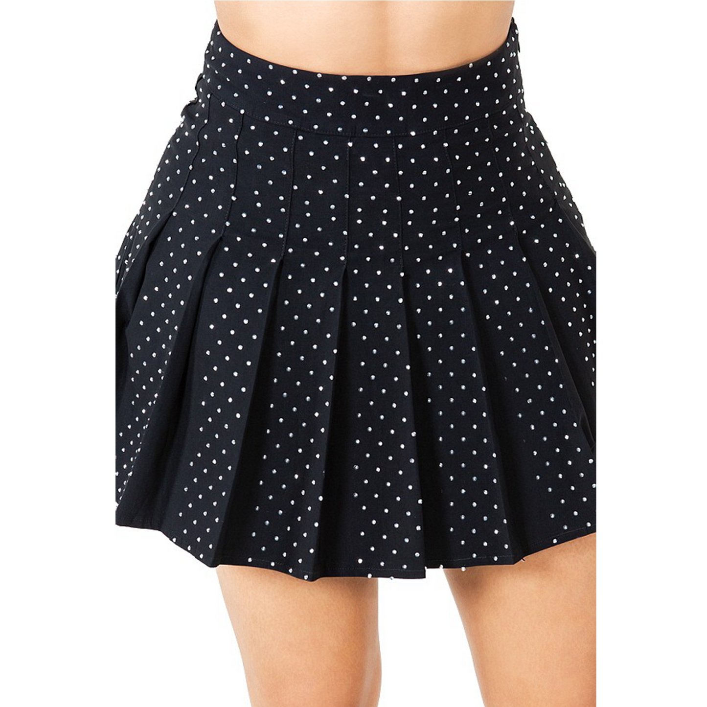 Rhinestone Pleated Mini Skirts