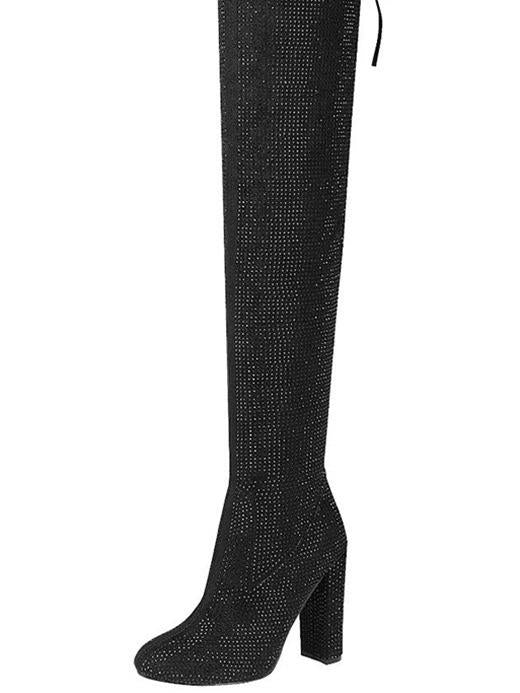 WOMENS RHINESTONES OVER THE KNEE BOOTS