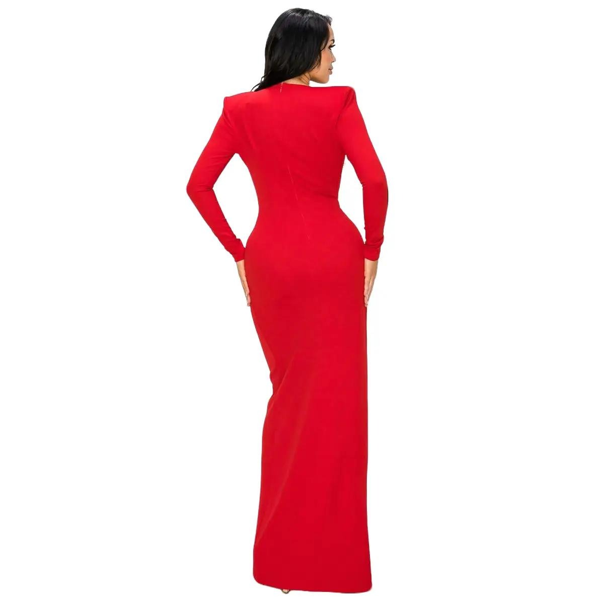 2PCS DRESS & BODYSUIT SET RED RHINESTONES EMBELLISHMENTS