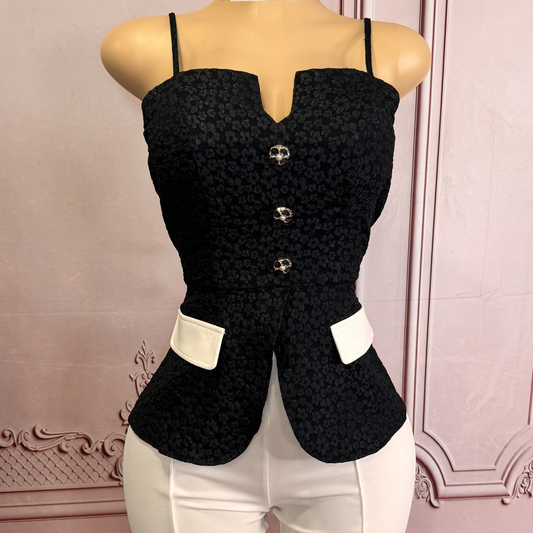 FLORAL TOP -  ADJUSTABLE STRAPS, ZIPPER summer outfit