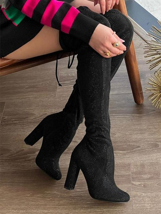 WOMENS RHINESTONES OVER THE KNEE BOOTS