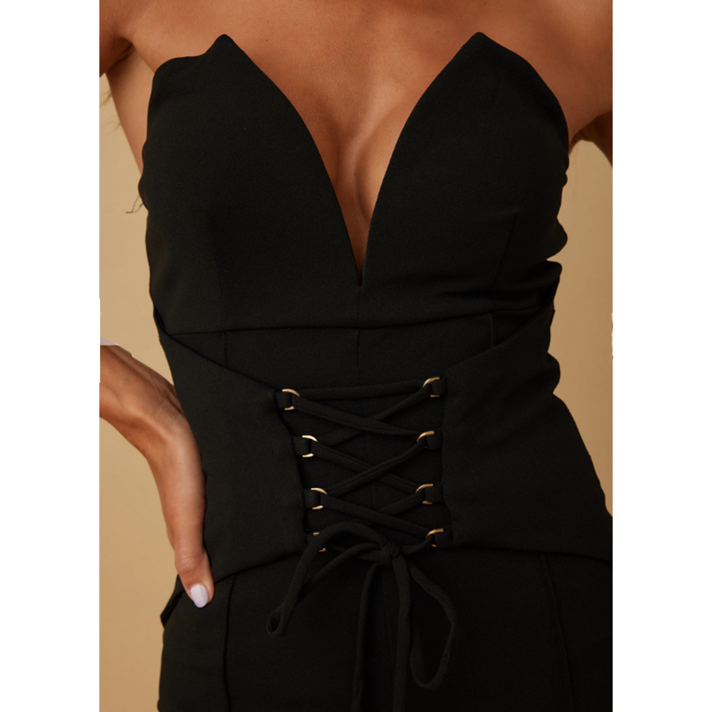 Women's Strapless Jumpsuit with Embroidery Flower - Womenswear, Overalls