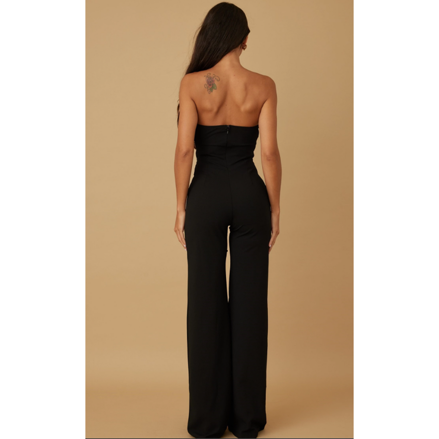 Women's Strapless Jumpsuit with Embroidery Flower - Womenswear, Overalls