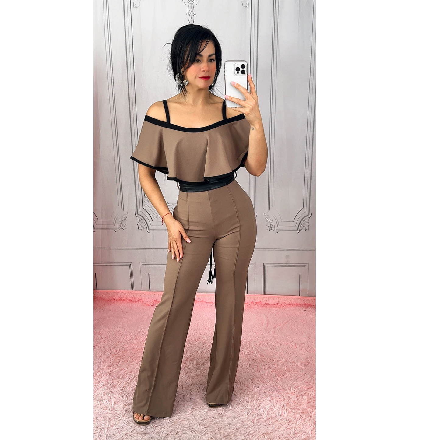 Mocha Campesina Jumpsuit for Women - Casual and Chic